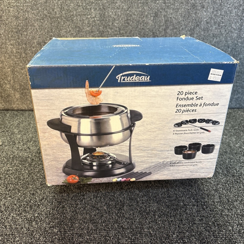 Trudeau Fondue Set~Stainless Steel~20 piece Set~CIB